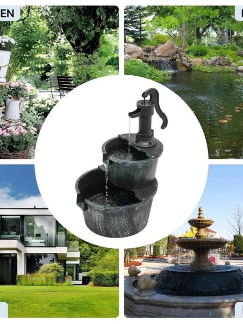 Outdoor Tiered Pump Water Fountain - Weathered Green🍃🍃🍃⭐️